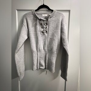 Lioness grey lace up sweater